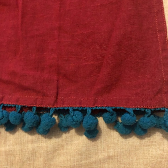 2 Piece Pakistani Maroon Kurta & Trouser Floral Embroidery & Pompom Borders - Picture 6 of 10